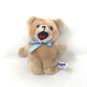 Vintage Snuggle Plush Bear 6" Tan Blue Bow Fabric Softener Advertising Russ